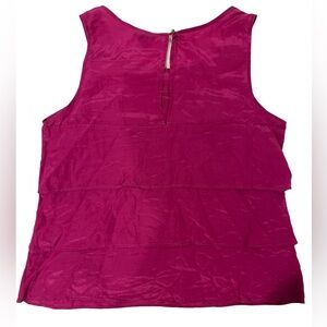 Ann Taylor Fushia silk sleeveless blouse with light layers/ruffles